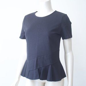 J. Crew Black peplum T-Shirt Top Blouse Hem Ruffle NWT Style C0770 Office - M